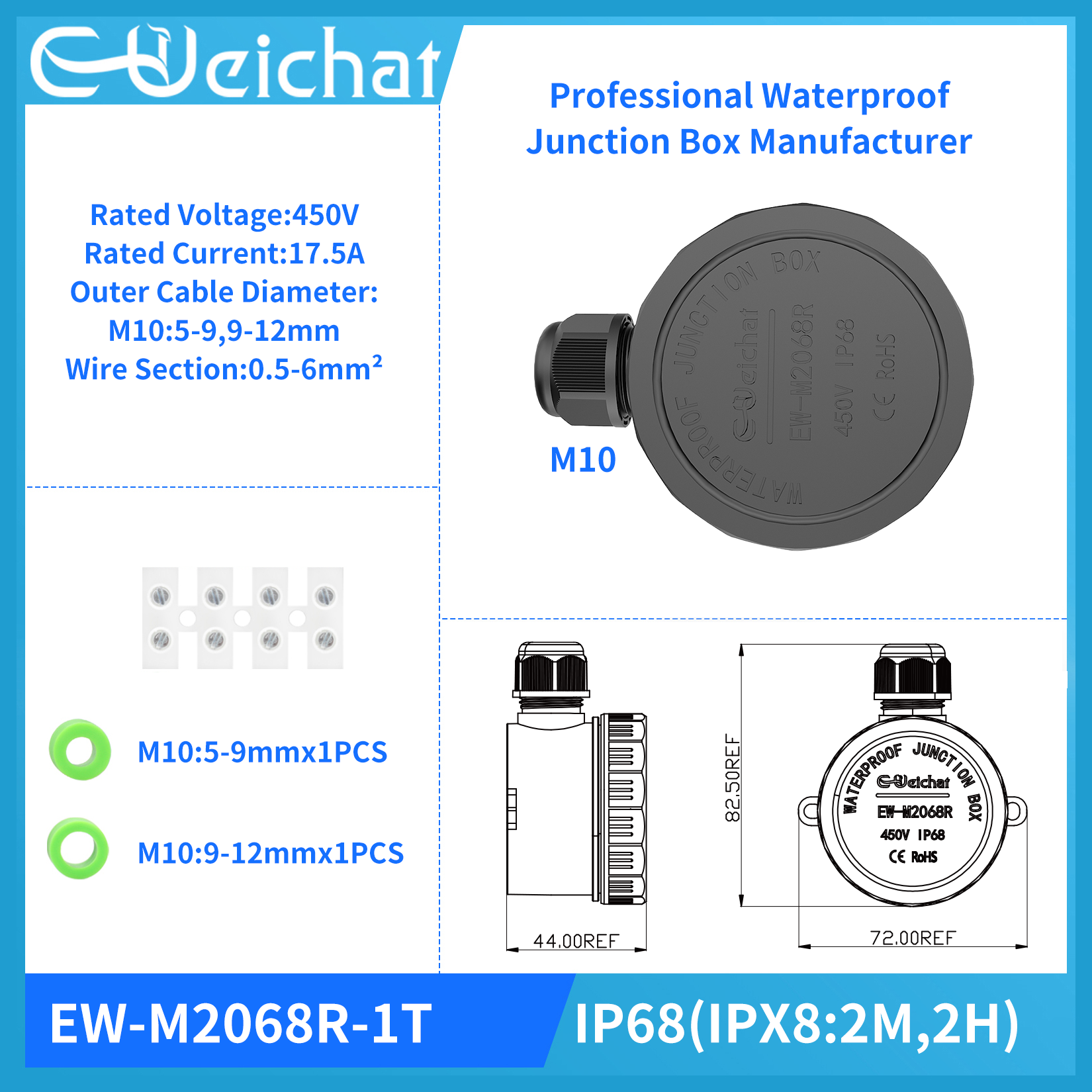 Cable Gland Waterproof - EW-M2068 IP68 Waterproof Junction Box Electrical