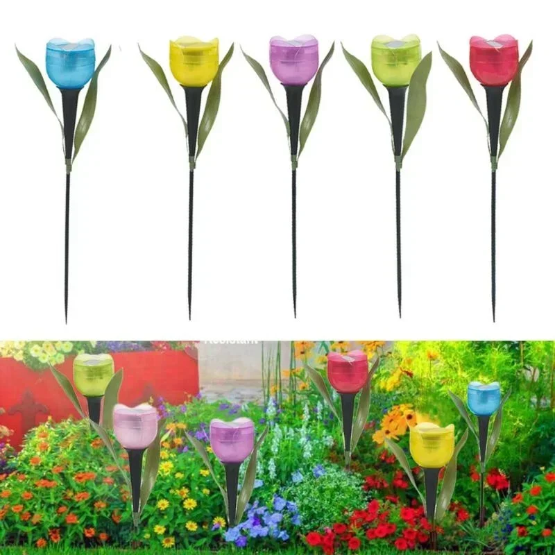 Renewable Energy Solar - 1Pcs Garden Tulip Flower Shape LED