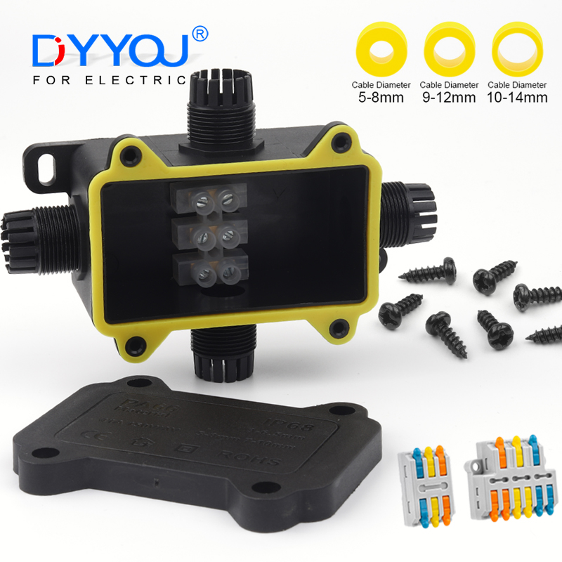 Cable Gland Waterproof - IP68 Waterproof Junction Box Outdoor Black
