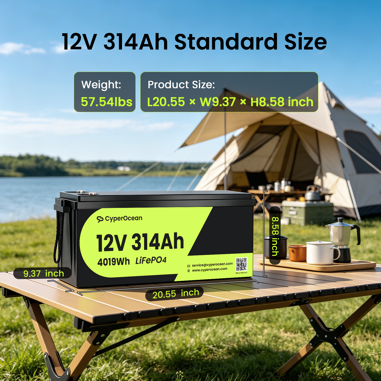 CyperOcean 12V 314Ah LiFePO4 L - Renewable Energy House avis et prix